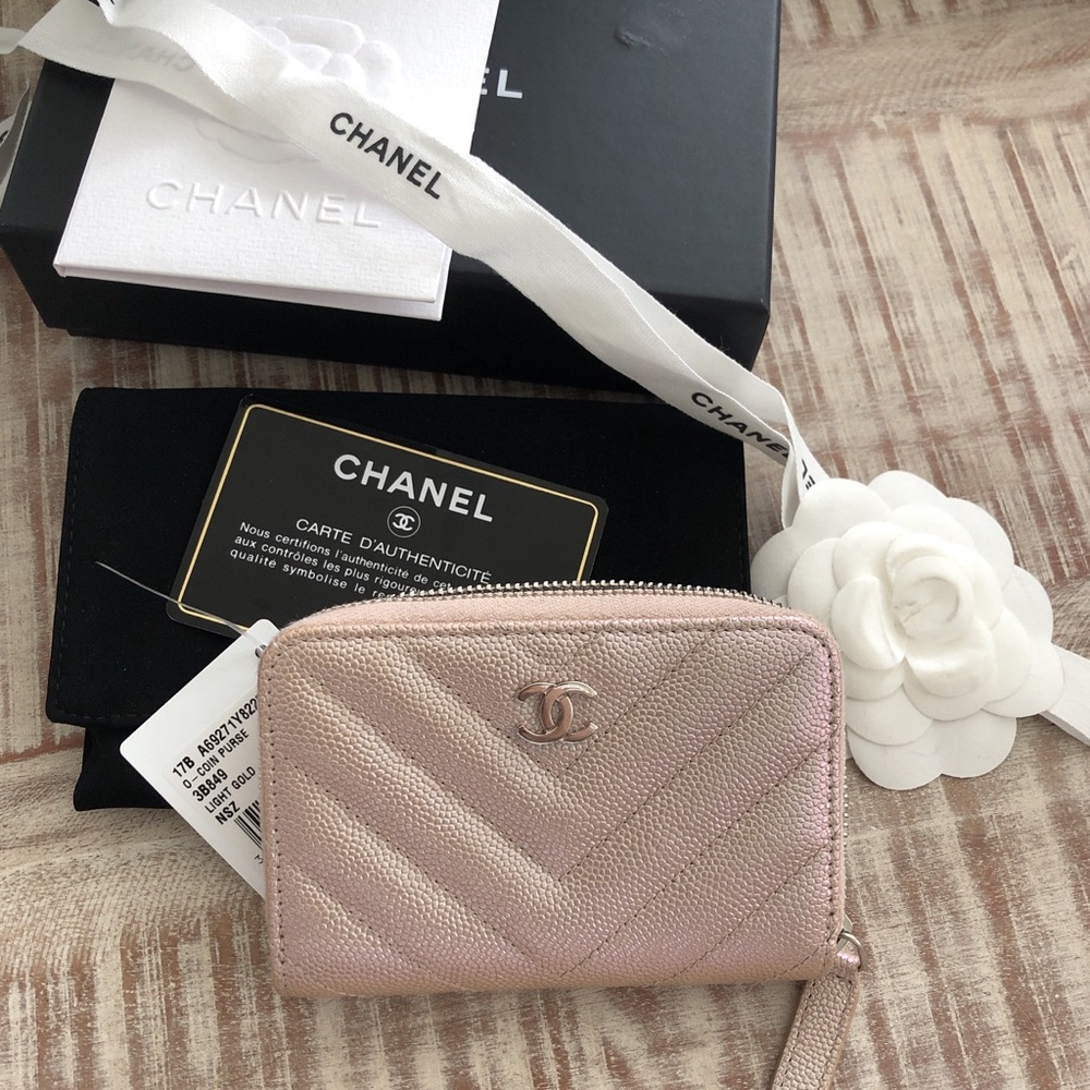 SOLD Chanel 17b Light gold zippy EUC w/Receipt